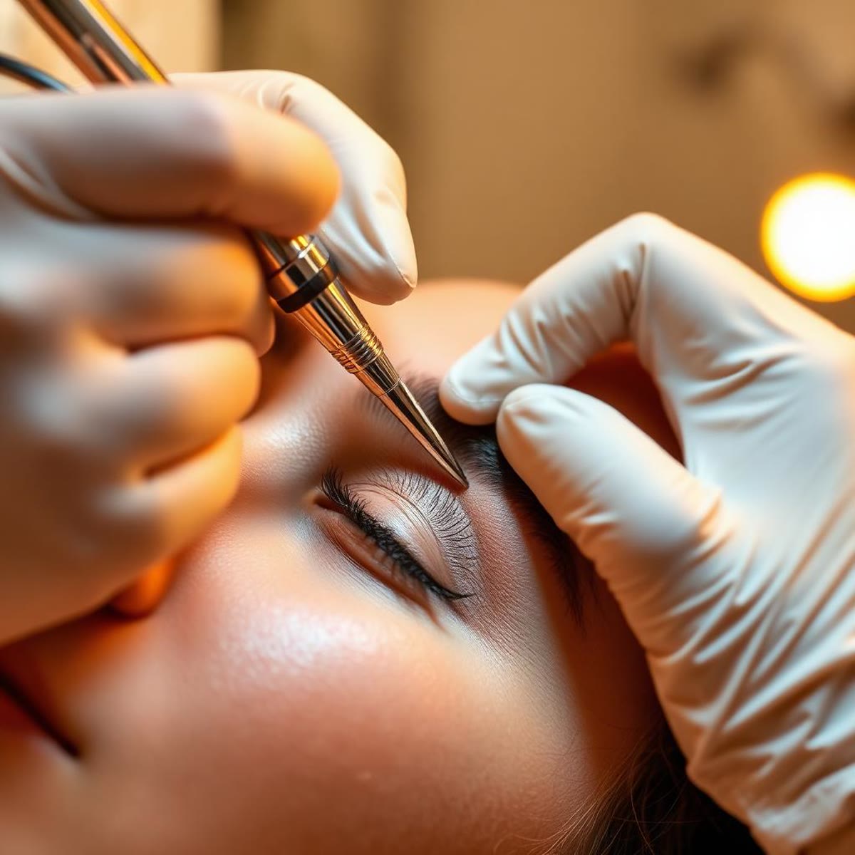 Procedimento de micropigmentação em sobrancelha
